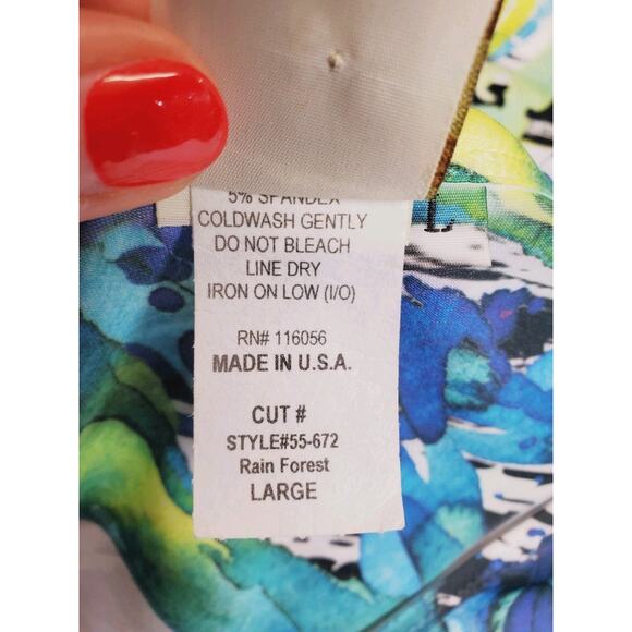 Jess & Jane Womens Large Top Lagenlook Floral Bohemian White Abstract Colorful - Picture 6 of 9